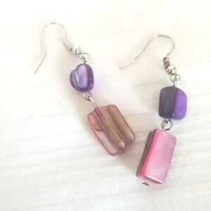 New Shell Earrings Silver Pink